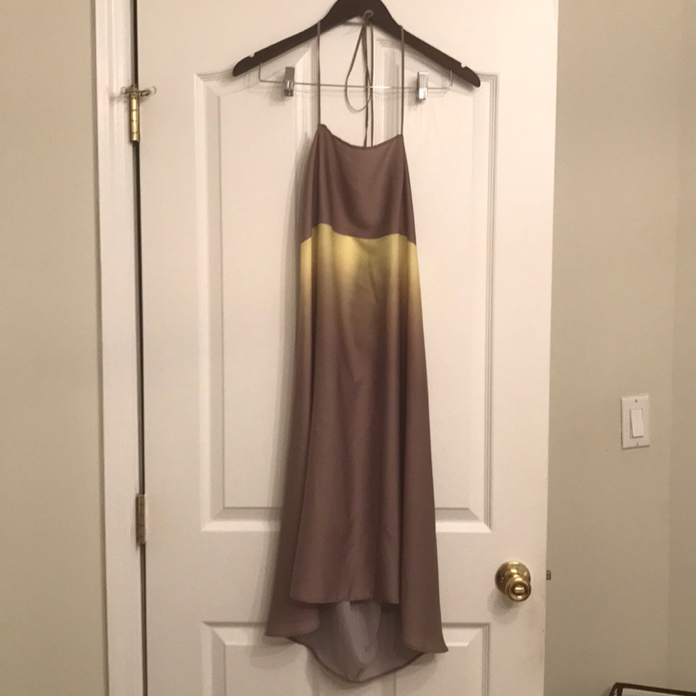 Gray and neon halter dress